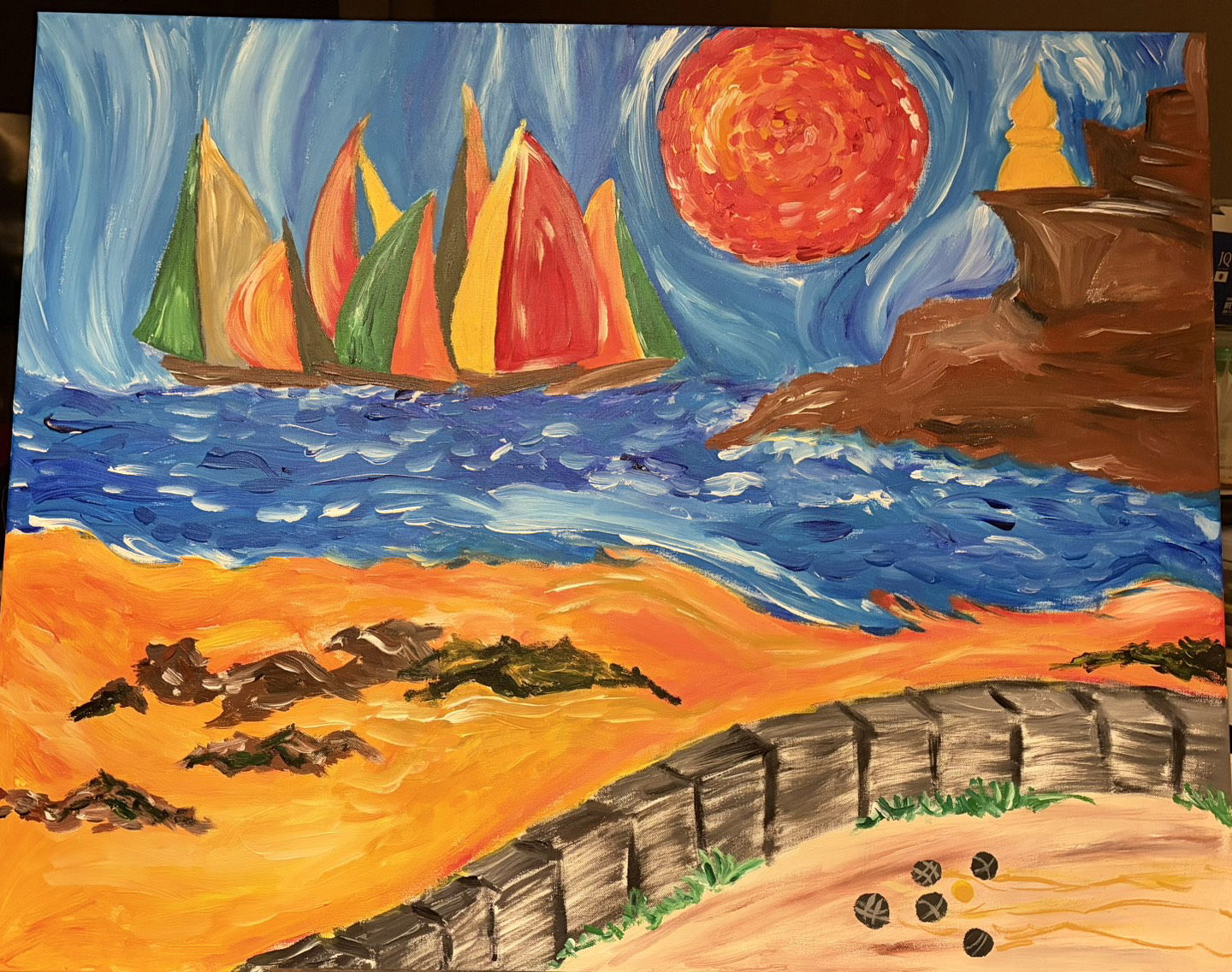 "PÉTANQUE À KRABI", acrylique sur canvas, 80 x 100 cm | 06.11.2025