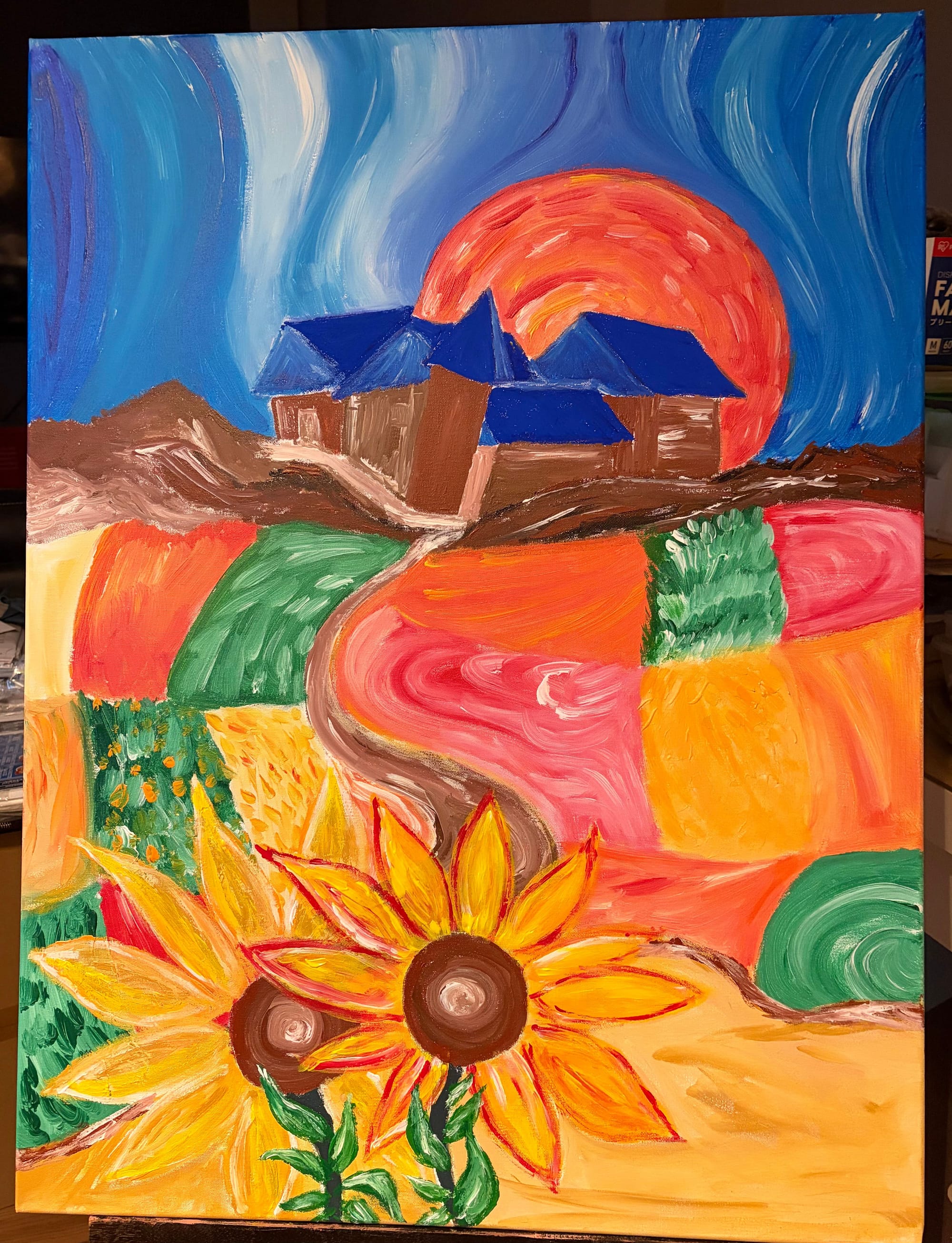 "LES TOITS BLEUS", acrylique sur canvas 80 x 60 cm | 07/11/2025