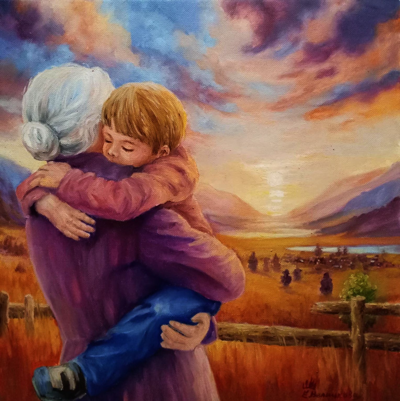 Ти си моят свят - маслени бои, платно 40х40см. Продадена.