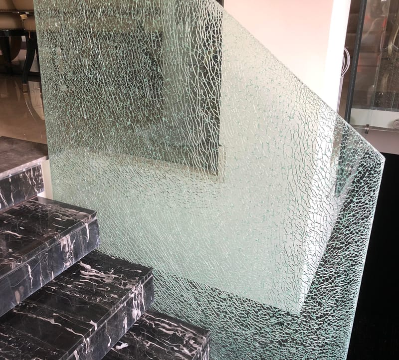 Laminated cracked glass railings