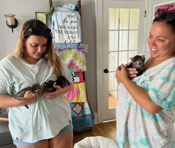 The Owner's Granddaughter & Daughter with the Kittens
