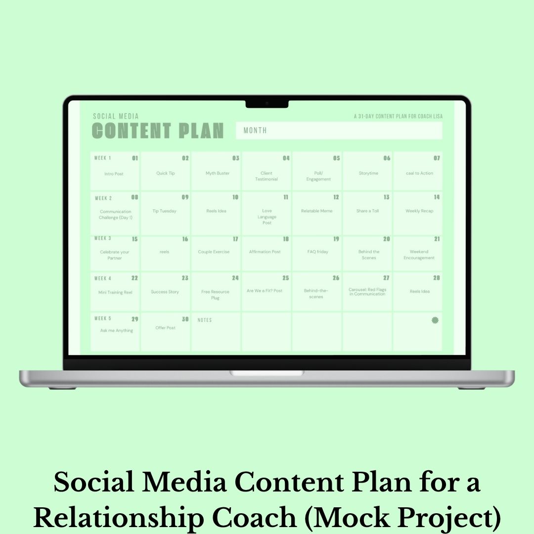 Social Media Content Plan for a Relationship Coach (Mock Project)