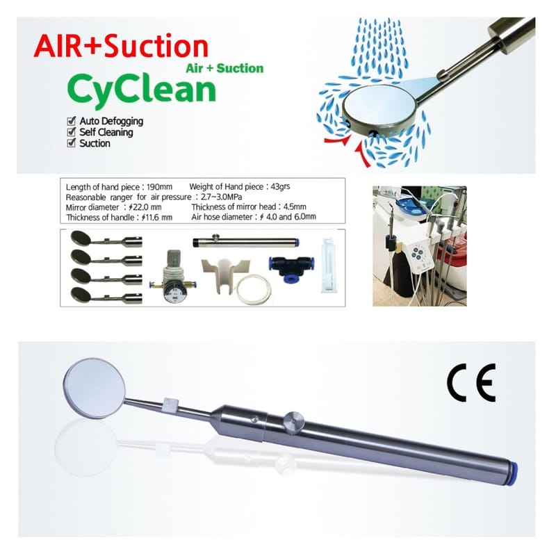 CyClean Mirror Plus — Dental Mirror with Integrated Air and Suction
