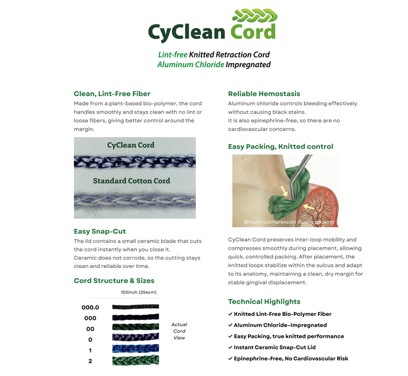 Retraction Clean Cord — Gingival Retraction Cord for Crown and Bridge