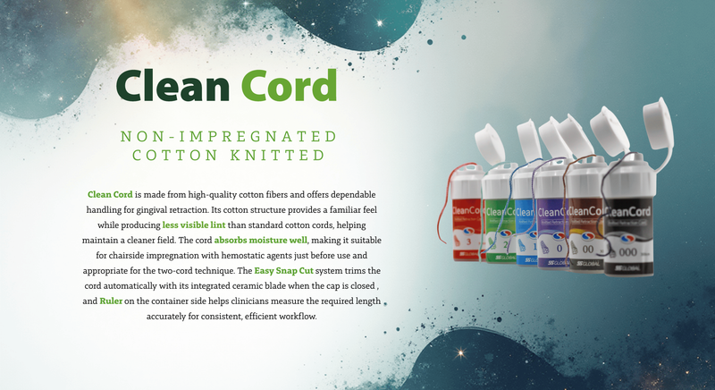 Retraction Clean Cord — Gingival Retraction Cord for Crown and Bridge