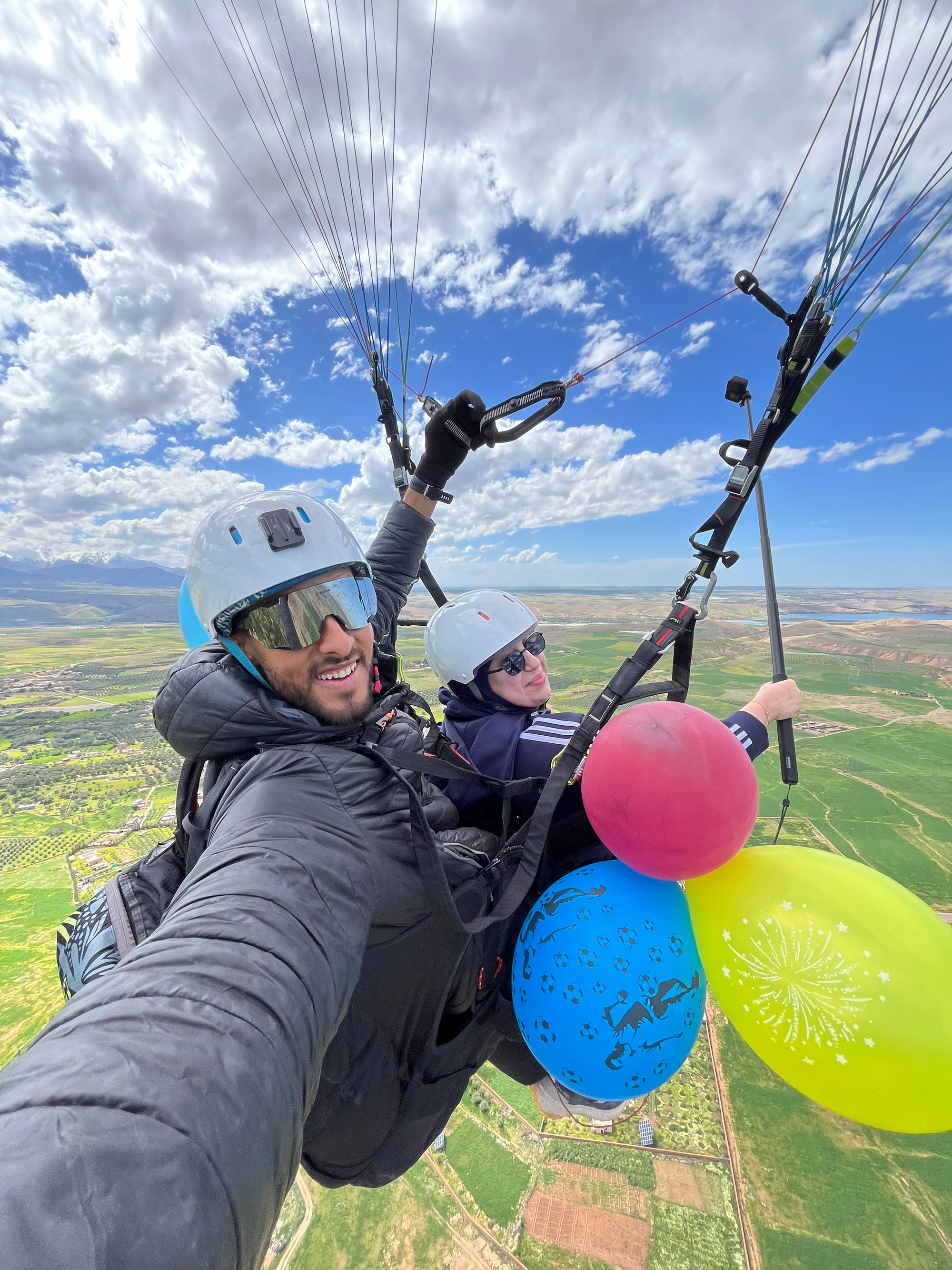 Tandem pilot with passenger celebrating birthday