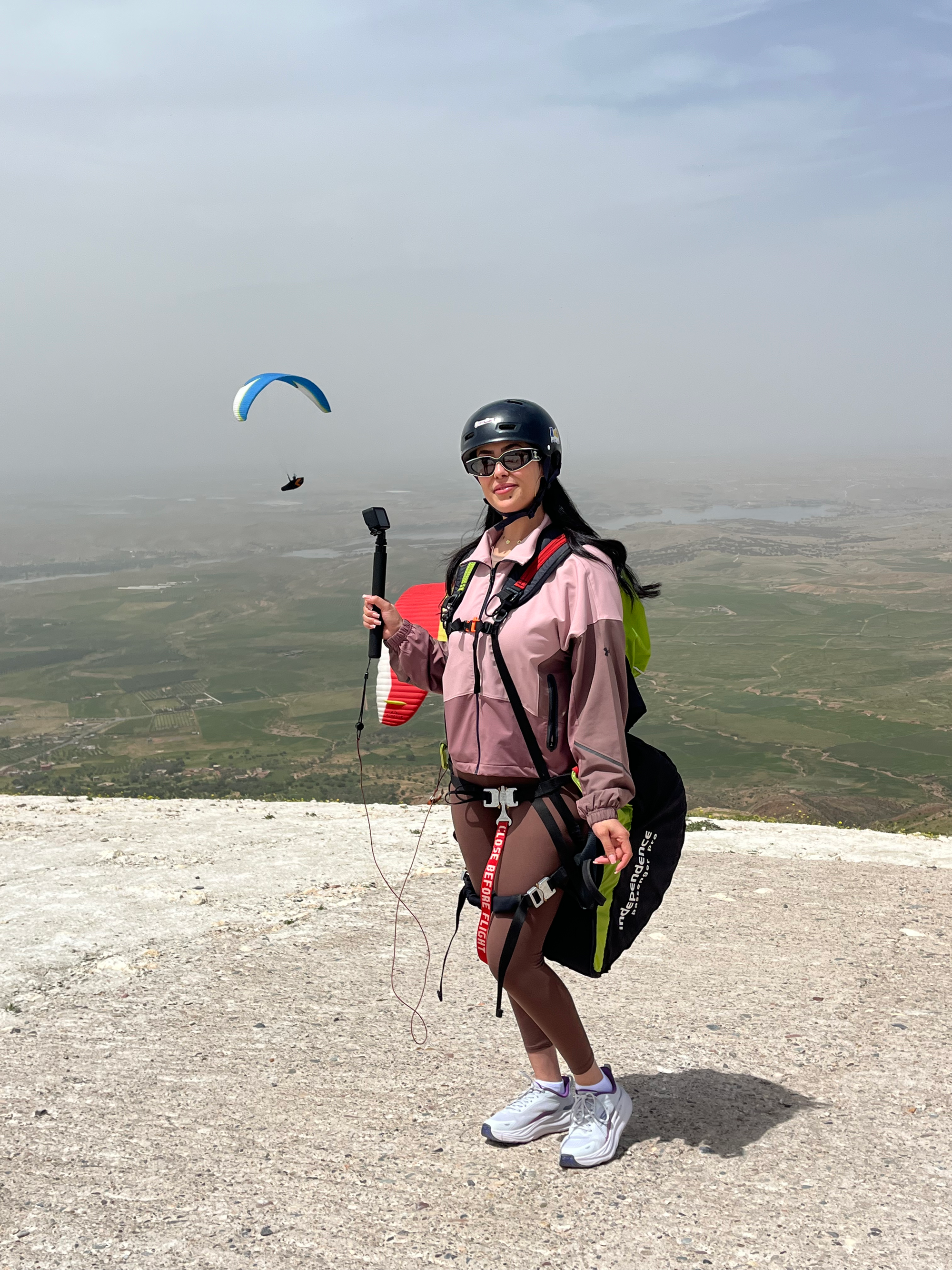 Tandem Paragliding Customer before takeoff