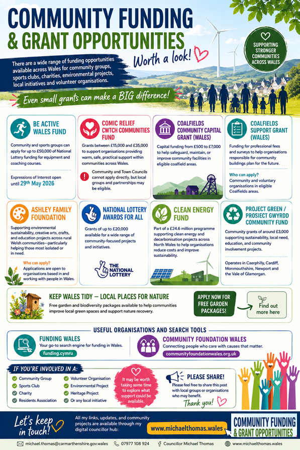 COMMUNITY FUNDING & GRANT OPPORTUNITIES — WORTH A LOOK
