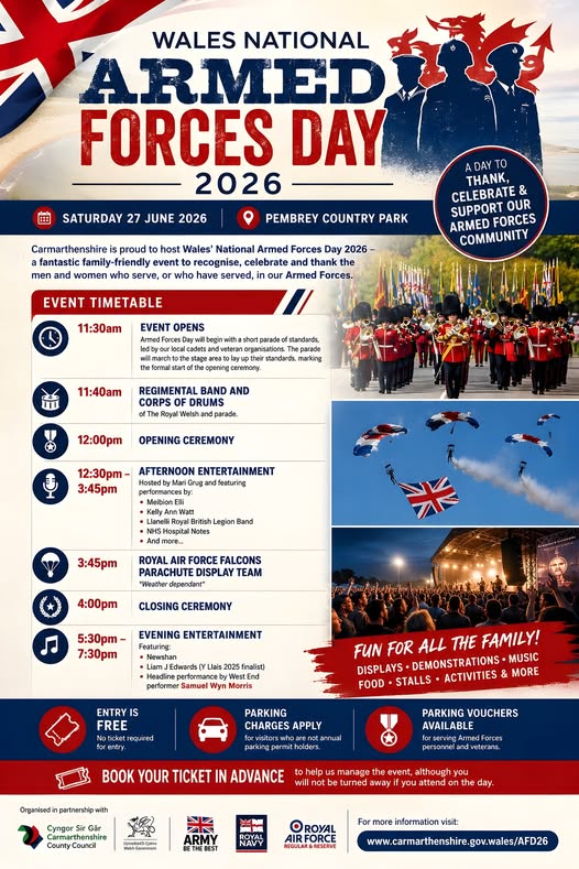 🇬🇧 Wales National Armed Forces Day 2026 🇬🇧 📍 Pembrey Country Park 📅 Saturday 27 June 2026
