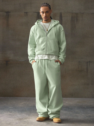 Solid Color Drawstring Waist Sweatpants Set