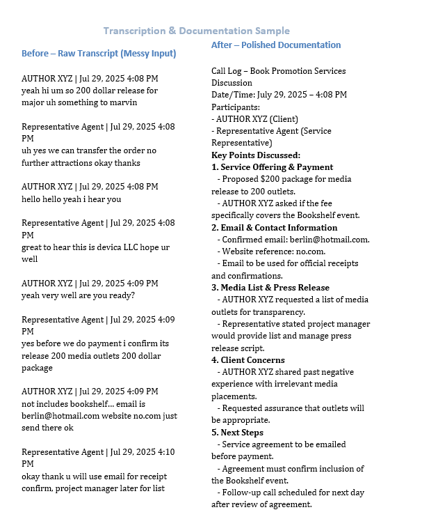 Transcription & Documentation