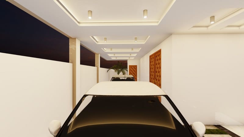 two covered parking and one open parking