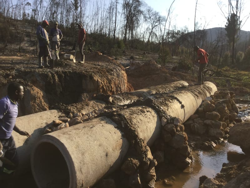 Construction of Chamakowa drainage structure.