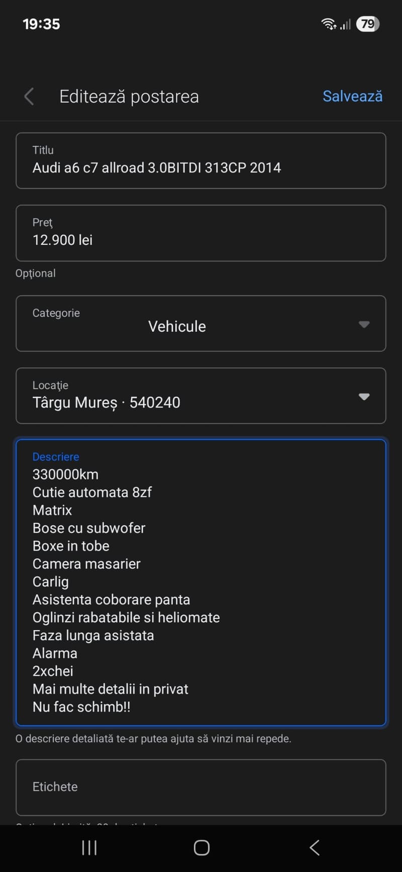 Audi A6 3.0 Diesel BiTdi 313cp an 2014