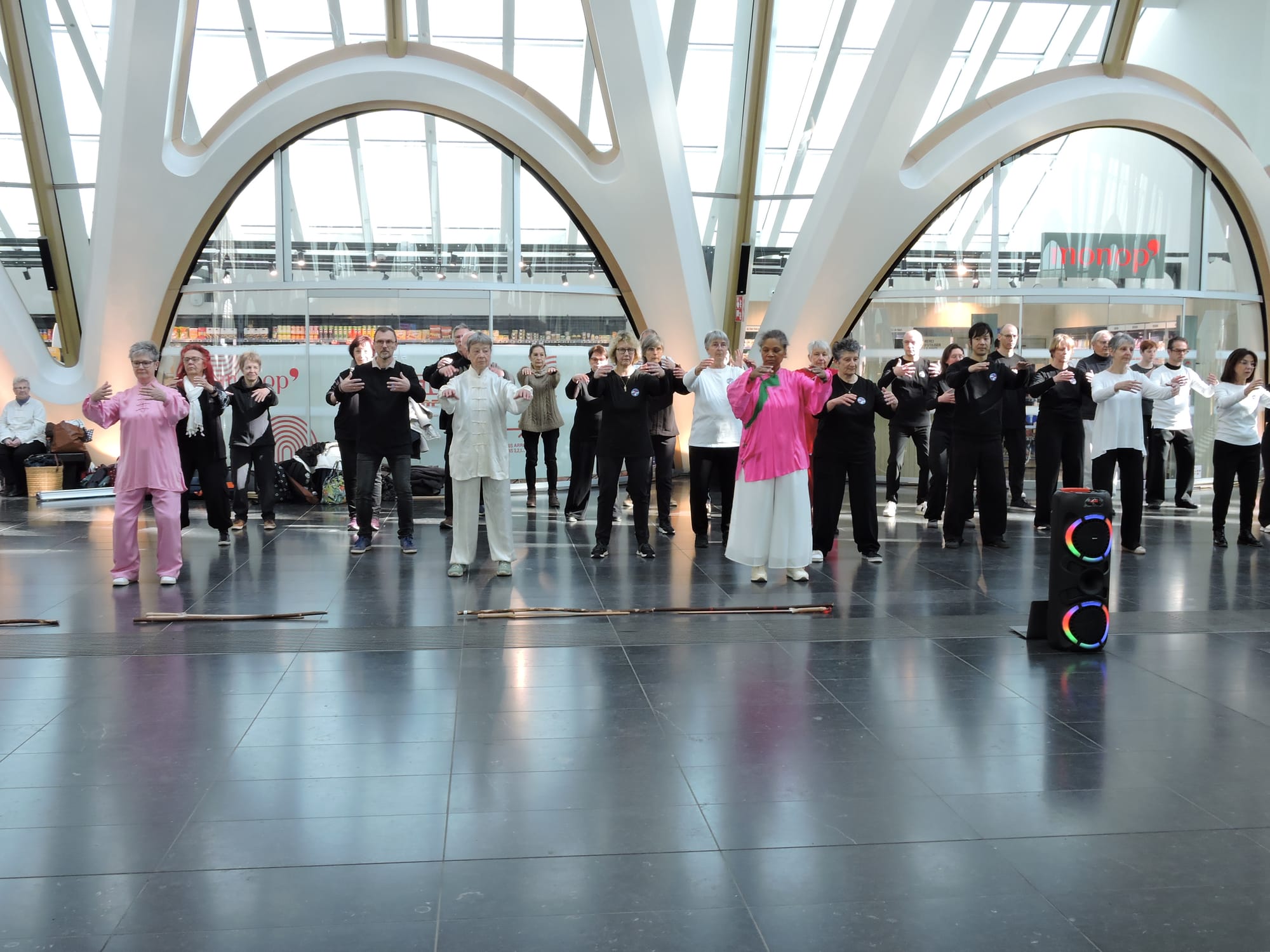Notre Club en démonstration lors de la 1ère Journée Internationale du Taichi - le 21 mars à Mons