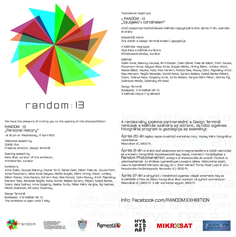 Személyes történetek, Design Terminál, Budapest 2013