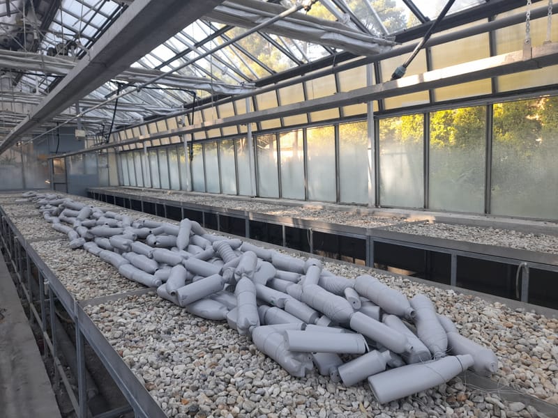 installáció: műanyag palackokból épített plasztika, videó