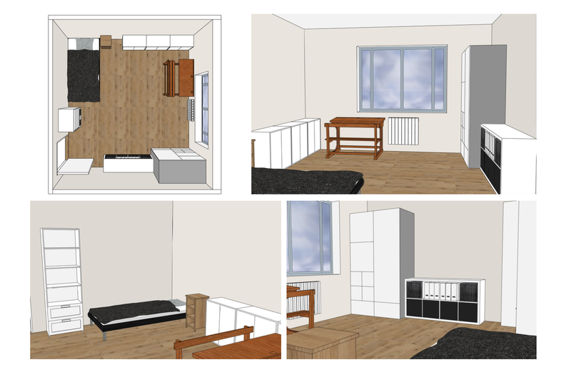 Propositions d'aménagement de l'espace avec optimisation des rangements à moindre coût