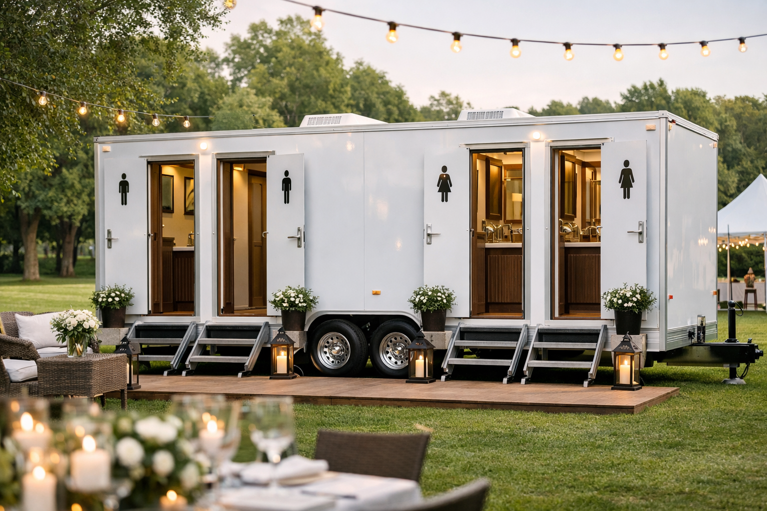 שירותים ניידים 4 תאים – פתרון אידיאלי לאירועים עד 400 משתתפים