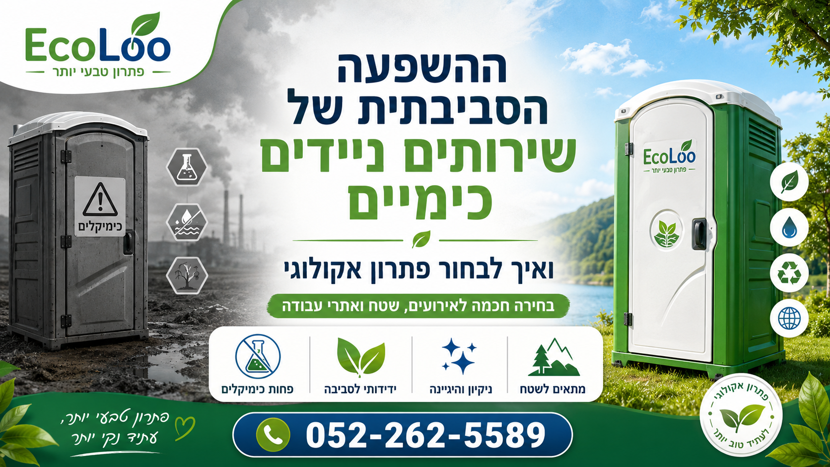 ההשפעה הסביבתית של שירותים ניידים כימיים ואיך לבחור פתרון אקולוגי