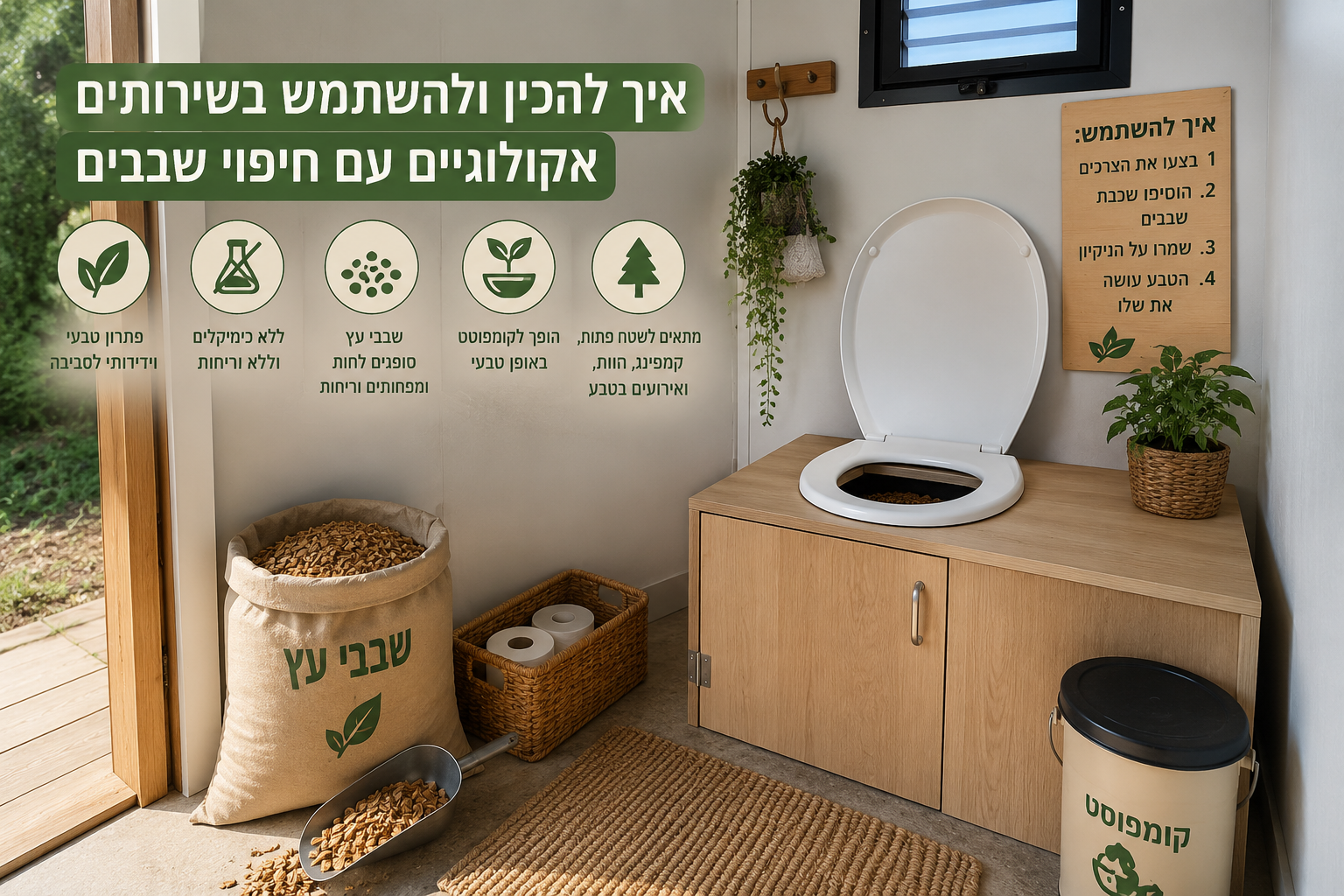 איך להכין ולהשתמש בשירותים אקולוגיים עם חיתוך שבבים