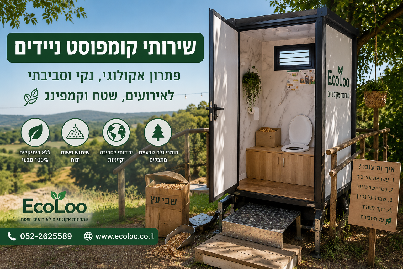 שירותי קומפוסט ניידים – מדריך מקיף של EcoLoo אקולו