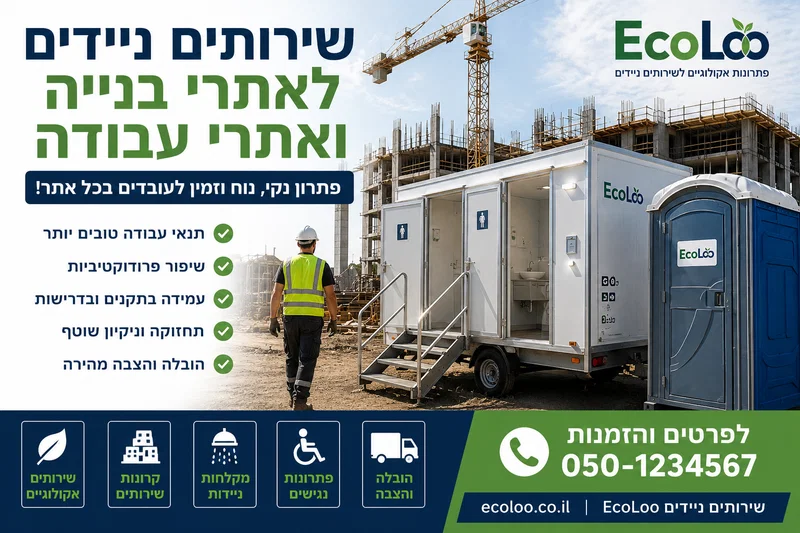 שירותים ניידים לאתרי בנייה ואתרי עבודה – פתרון חובה לקבלנים, עובדים ופרויקטים בשטח