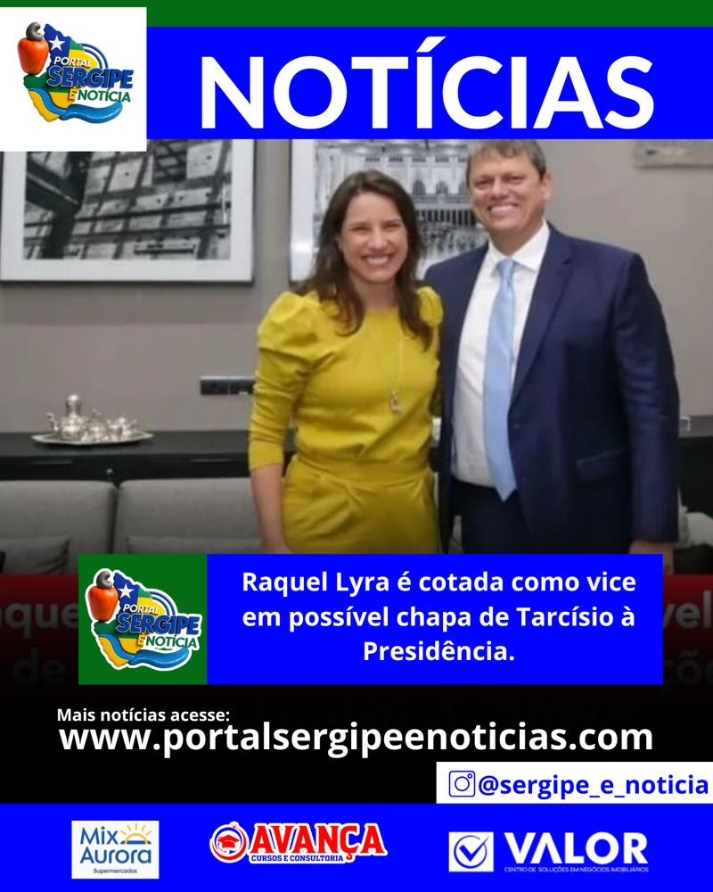 Raquel Lyra é citada como possível vice de Tarcísio de Freitas nas eleições presidenciais de 2026.