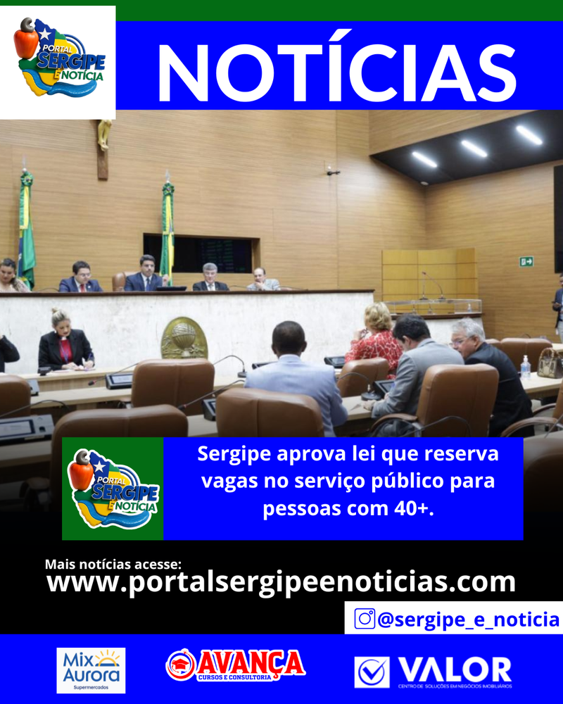Sergipe aprova lei que reserva vagas no serviço público para pessoas com 40+.