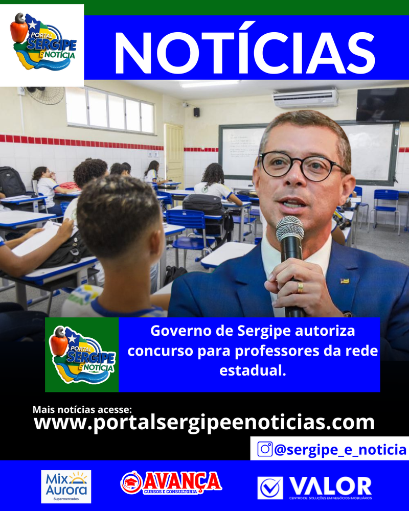 Governo de Sergipe autoriza concurso para professores da rede estadual.