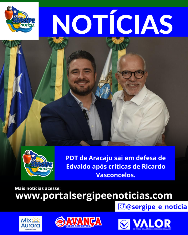 PDT de Aracaju sai em defesa de Edvaldo após críticas de Ricardo Vasconcelos.
