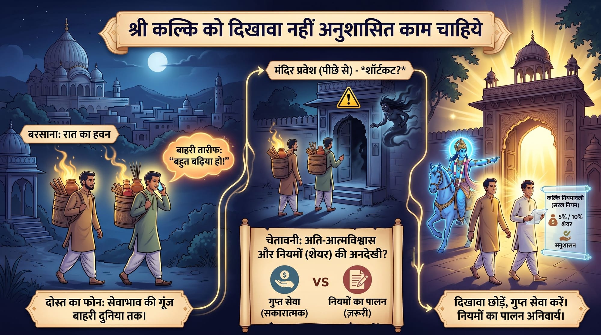श्री कल्कि को दिखावा नहीं अनुशासित काम चाहिये
