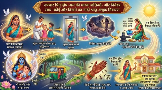 उपचार पितृ दोष - यम की मारक शक्तियों - और निर्वस्त्र स्वयं - कोई और दिखने का नांदी श्राद्ध अचूक निवारण