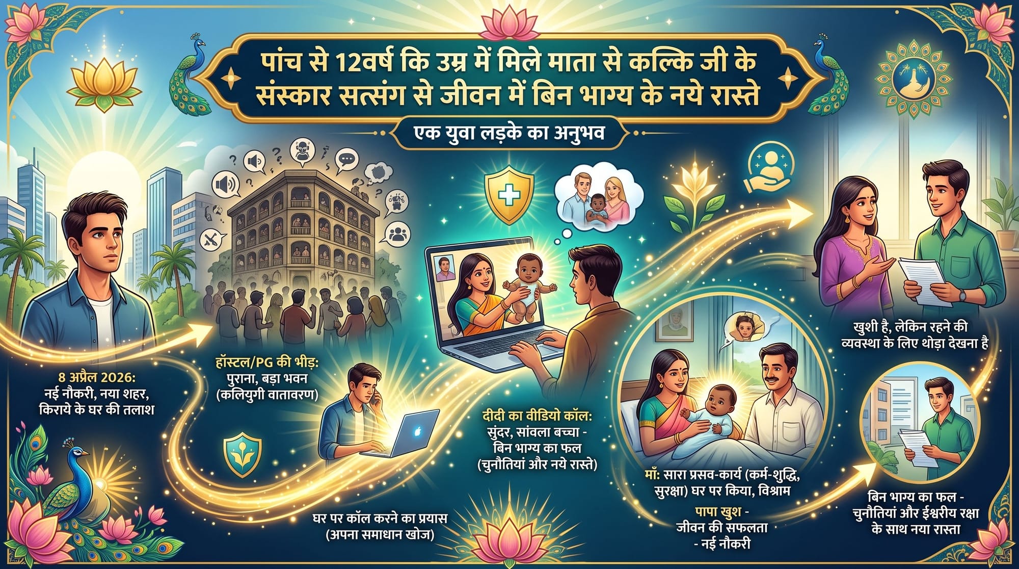 पांच से 12वर्ष कि उम्र में मिले माता से कल्कि जी के संस्कार सत्संग से जीवन में बिन भाग्य के नये रास्ते