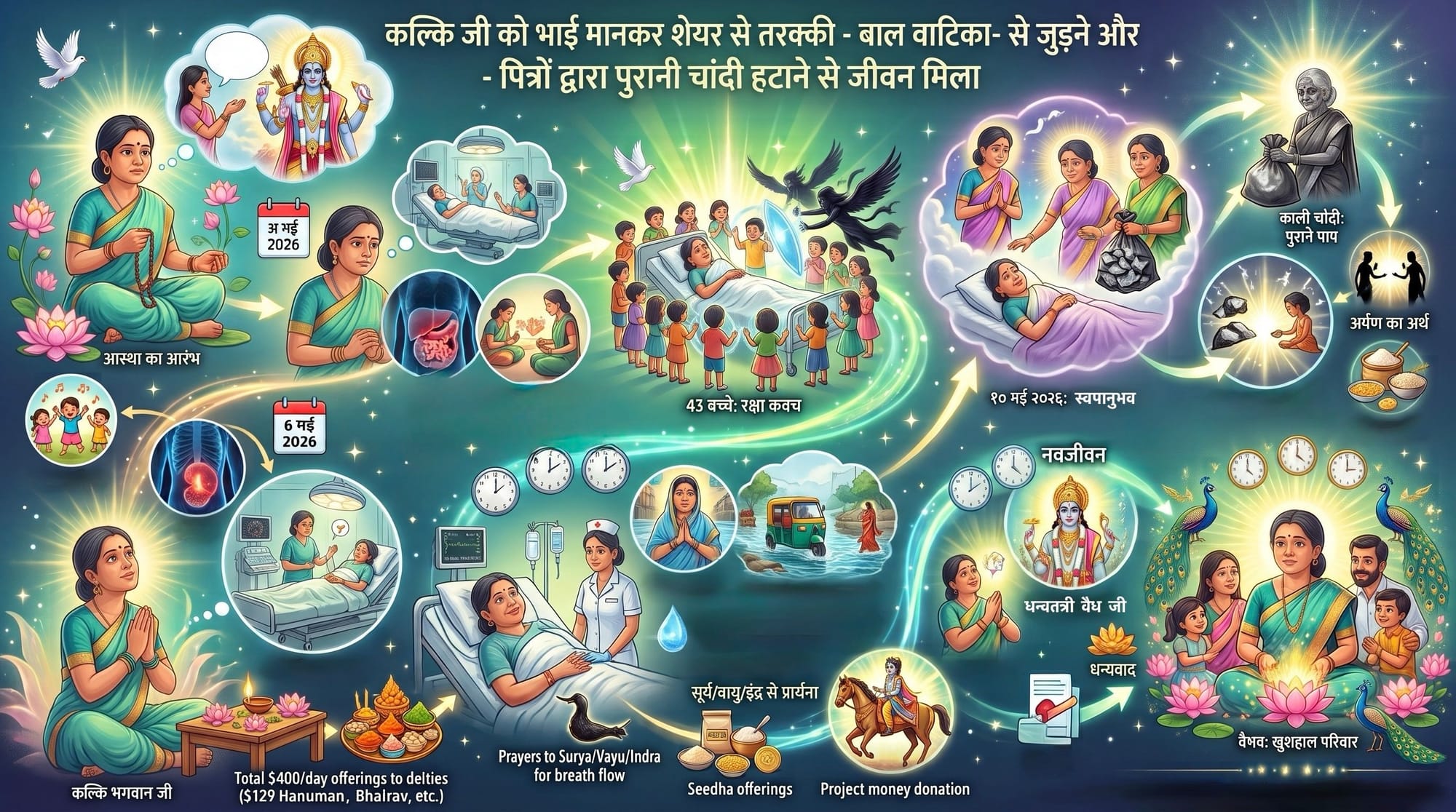 कल्कि जी को भाई मानकर शेयर से तरक्की - बाल वाटिका- से जुड़ने और - पित्रों द्वारा पुरानी चांदी हटाने से जीवन मिला
