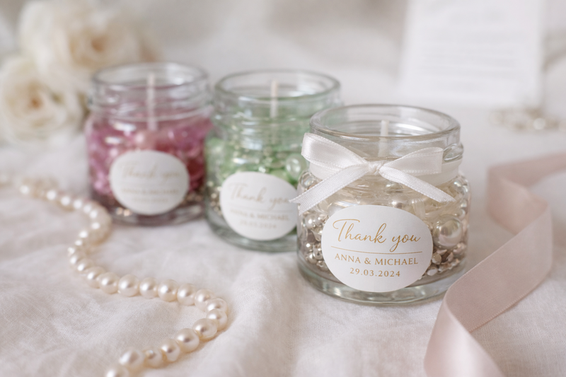 Elegant Personalised Gel Wedding Favour Candle