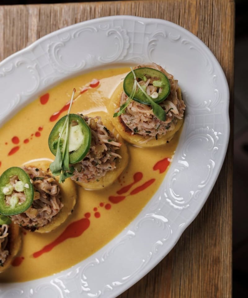 CORN & CRAB AREPITAS at Mariel