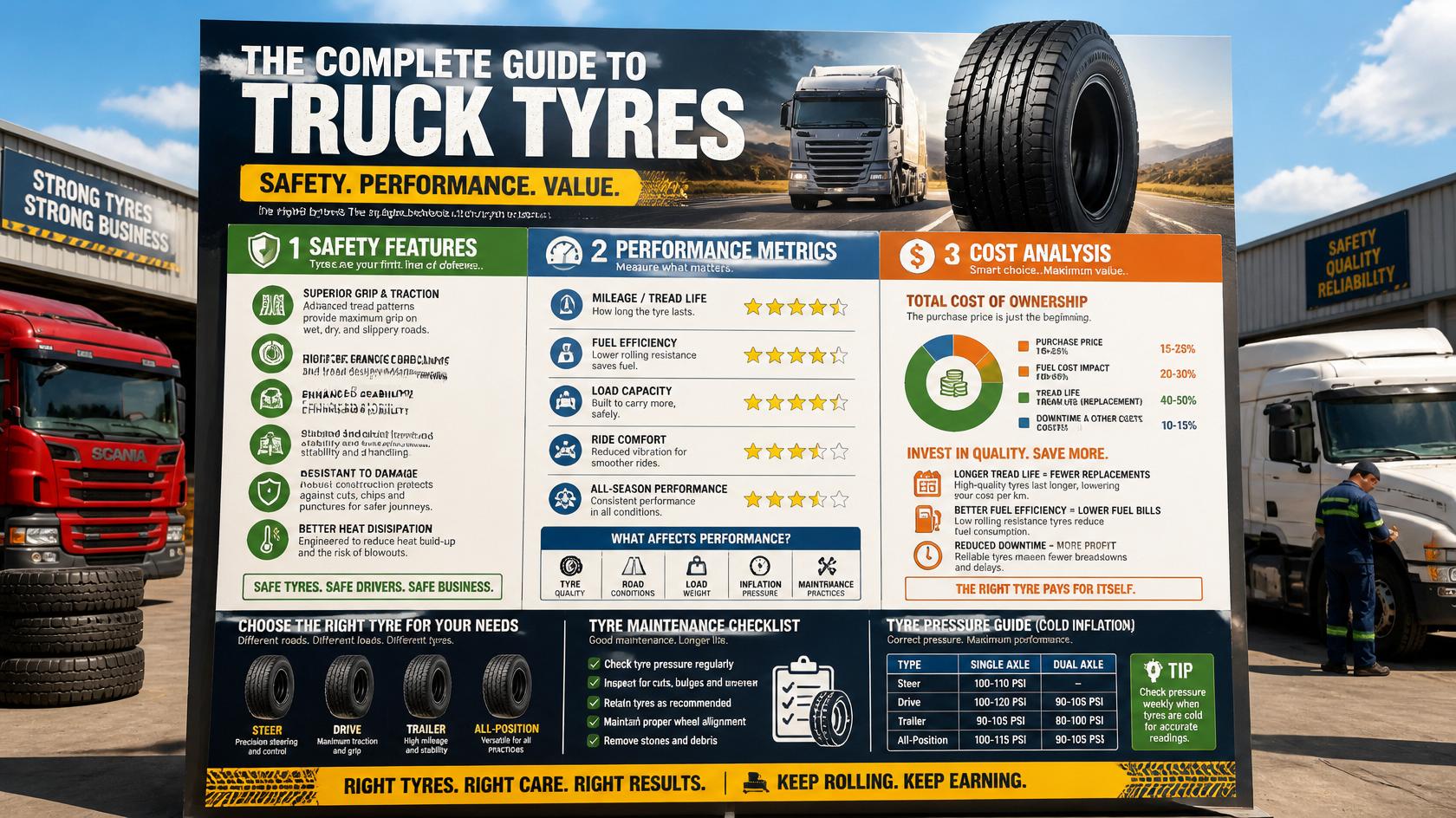 The Complete Guide to Truck Tyres: Choosing the Right Tyres for Safety, Performance, and Lower Operating Costs