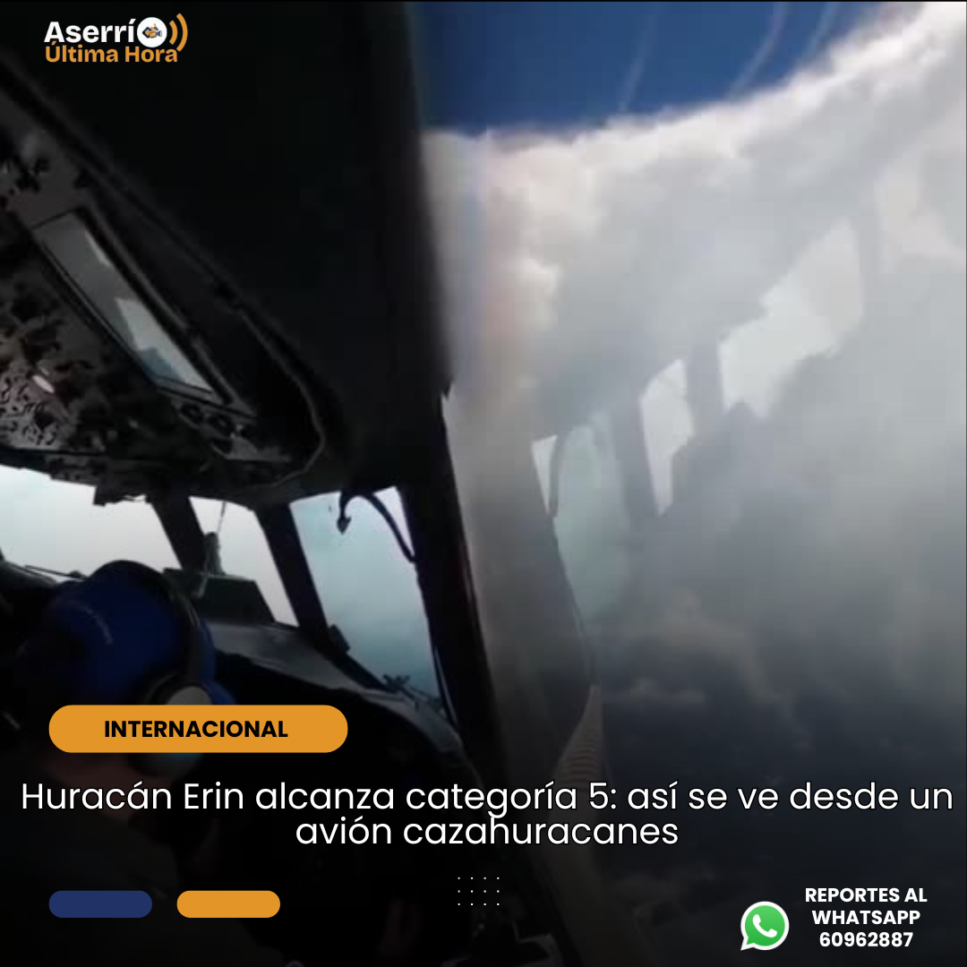 Huracán Erin alcanza categoría 5: así se ve desde un avión cazahuracanes
