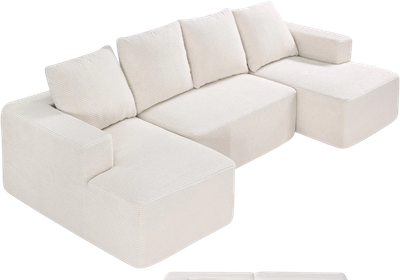Modular Sectional Sofa U Shaped Cloud Couch with Chaise and Cushion Beige