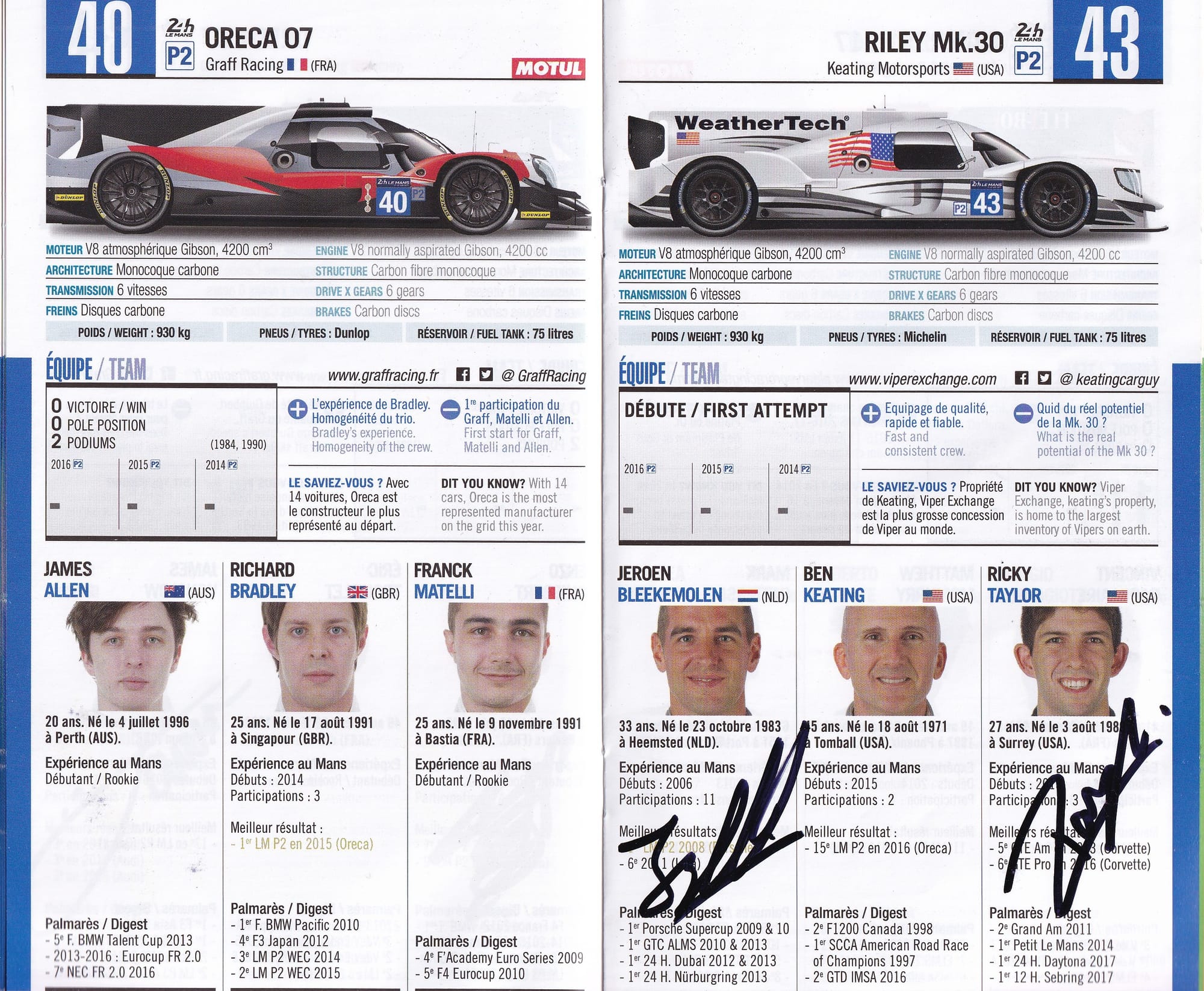Lemans24H 2017 Les Engagés/Entry List