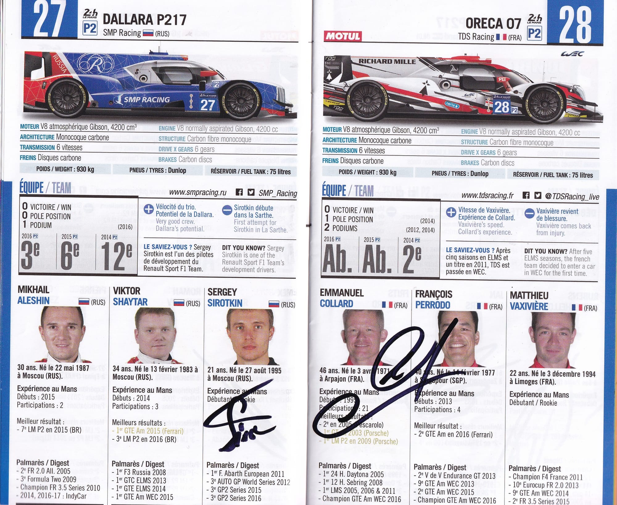 Lemans24H 2017 Les Engagés/Entry List