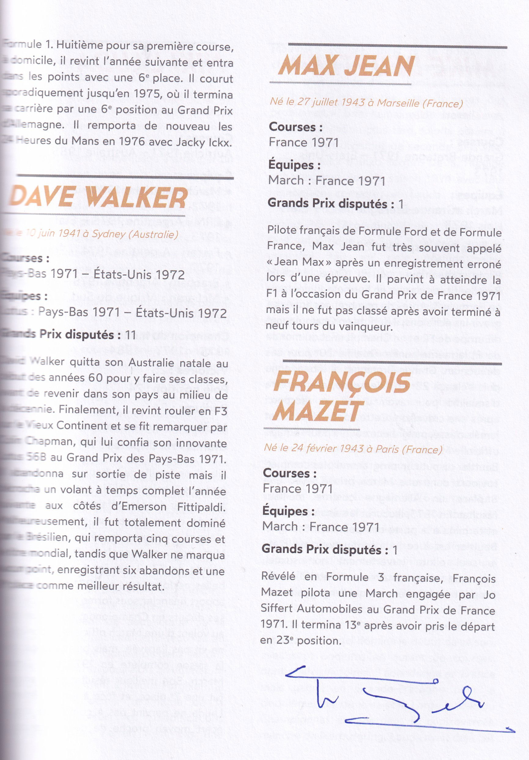 Formule 1 Tous Les Pilotes de 1950 a nos jours