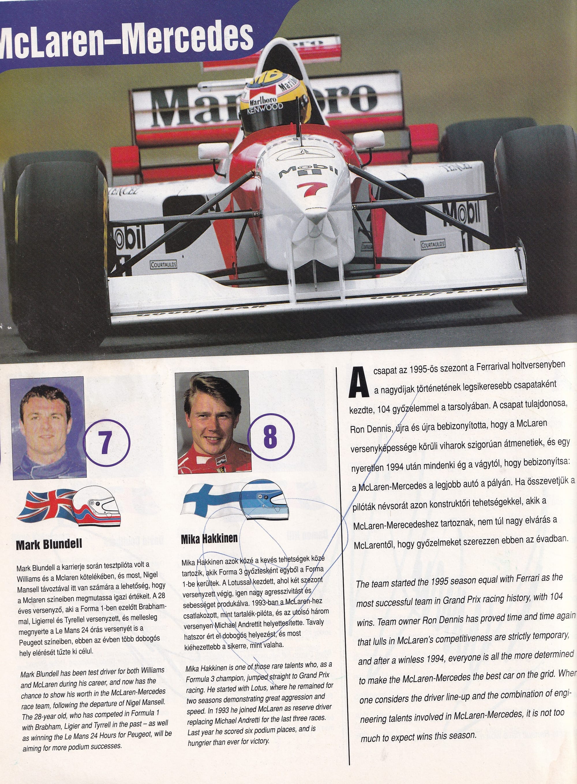 Formula 1 Hungarian GP Official Program 1995