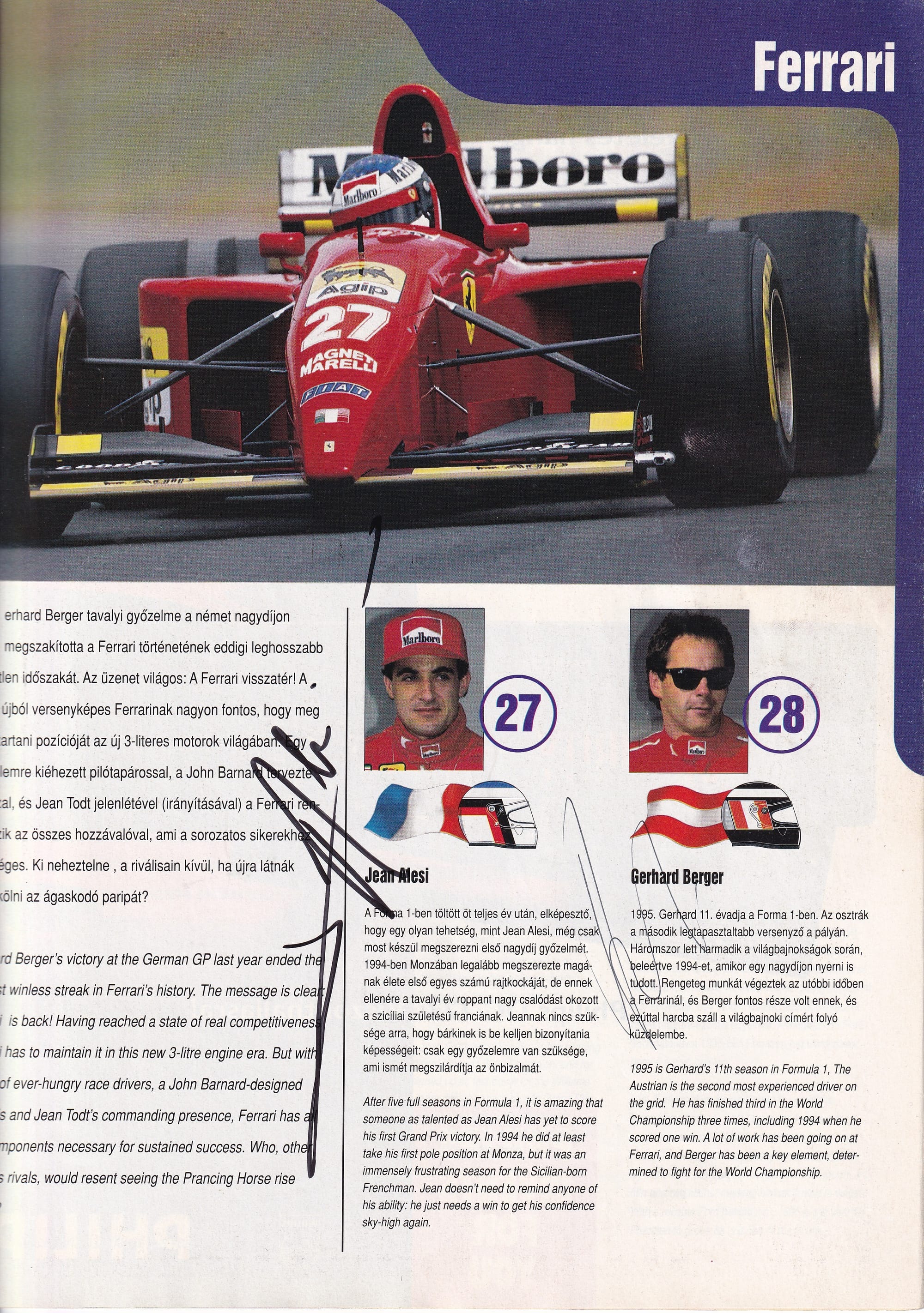 Formula 1 Hungarian GP Official Program 1995