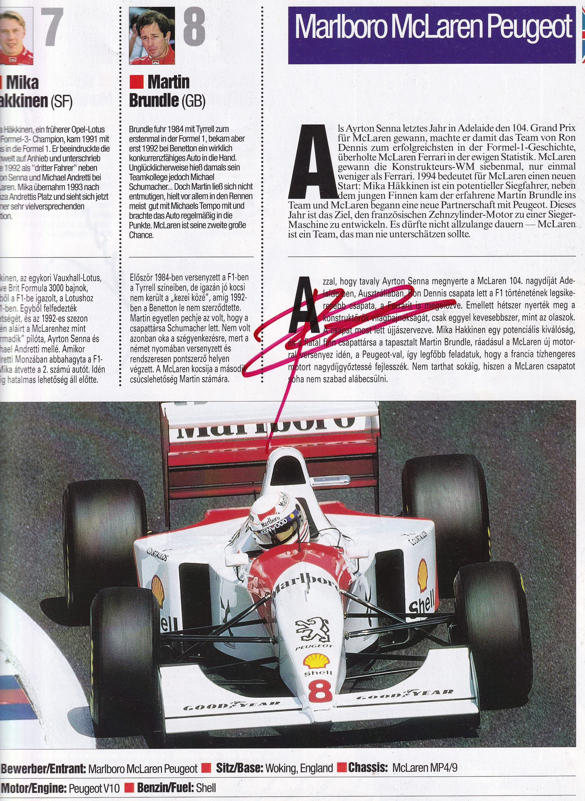 Formula 1 Hungarian GP Official Program 1994