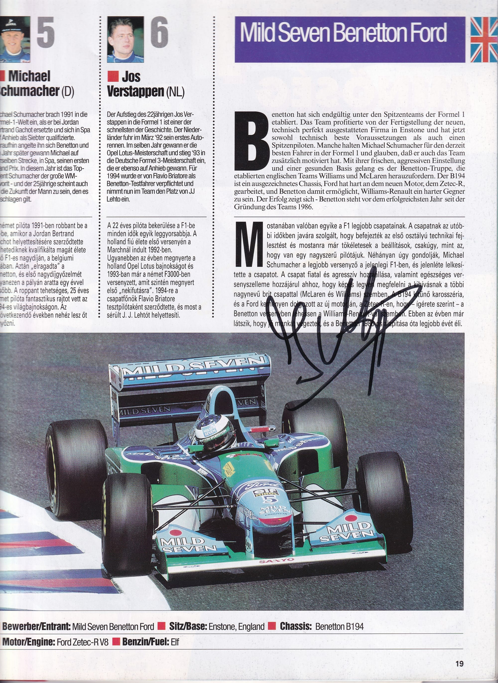 Formula 1 Hungarian GP Official Program 1994
