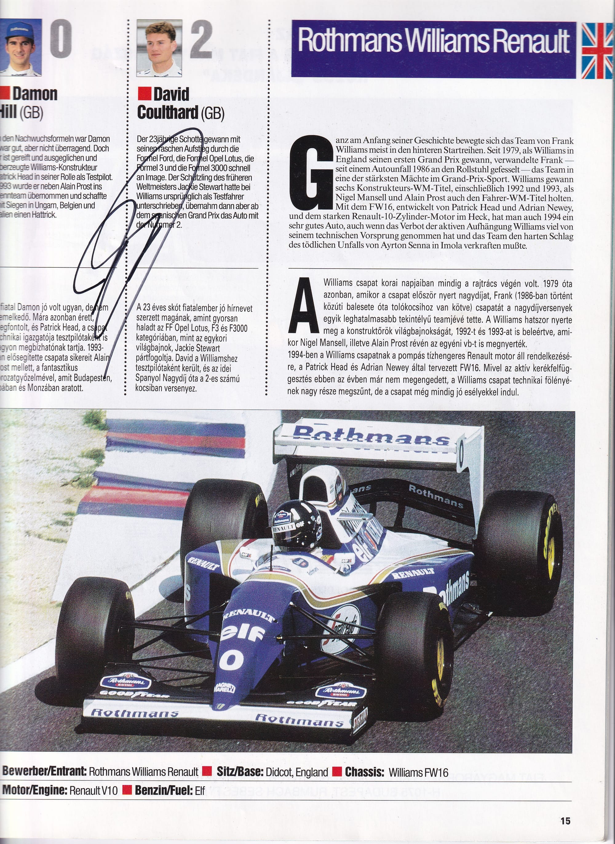 Formula 1 Hungarian GP Official Program 1994