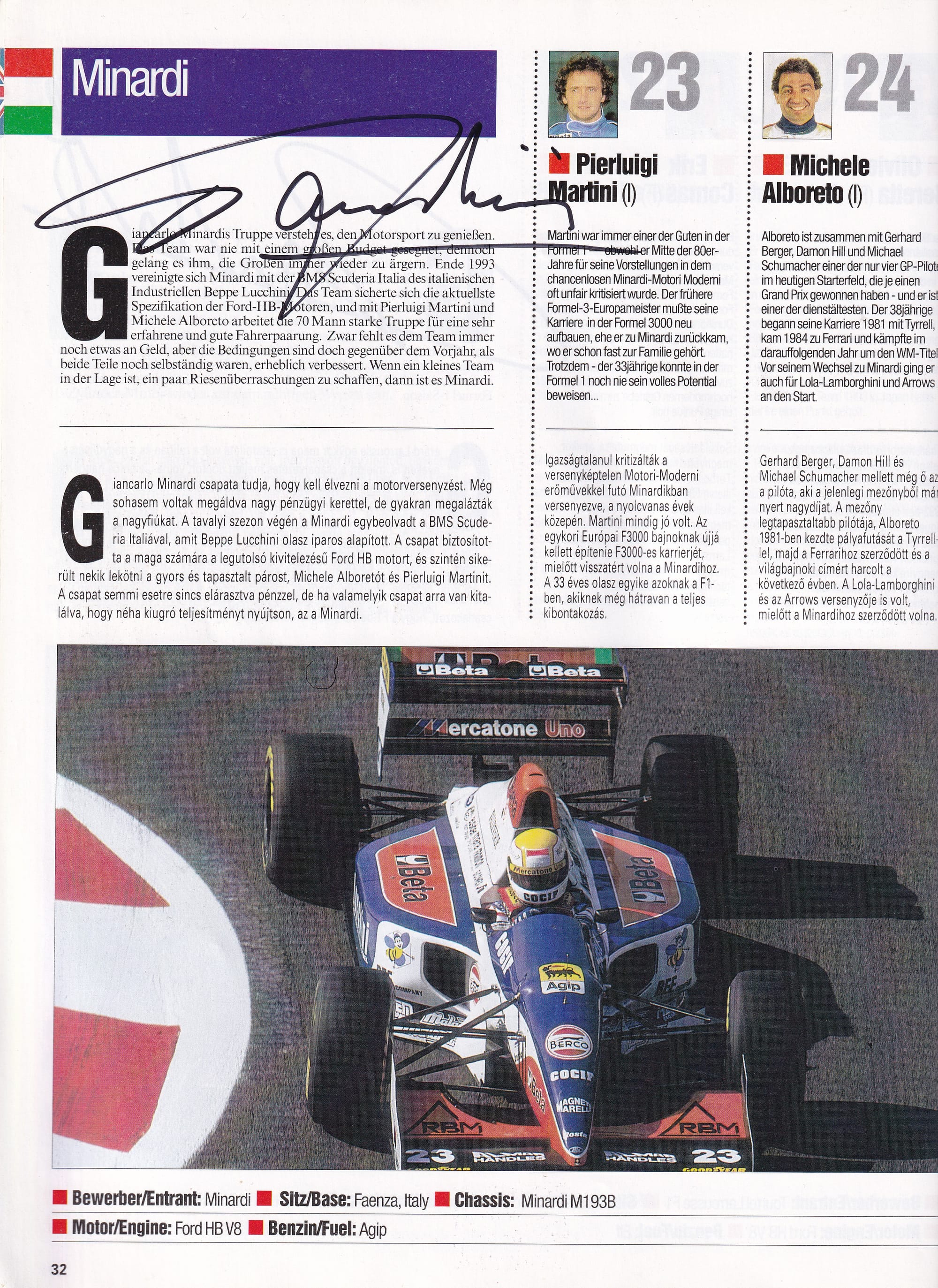 Formula 1 Hungarian GP Official Program 1994