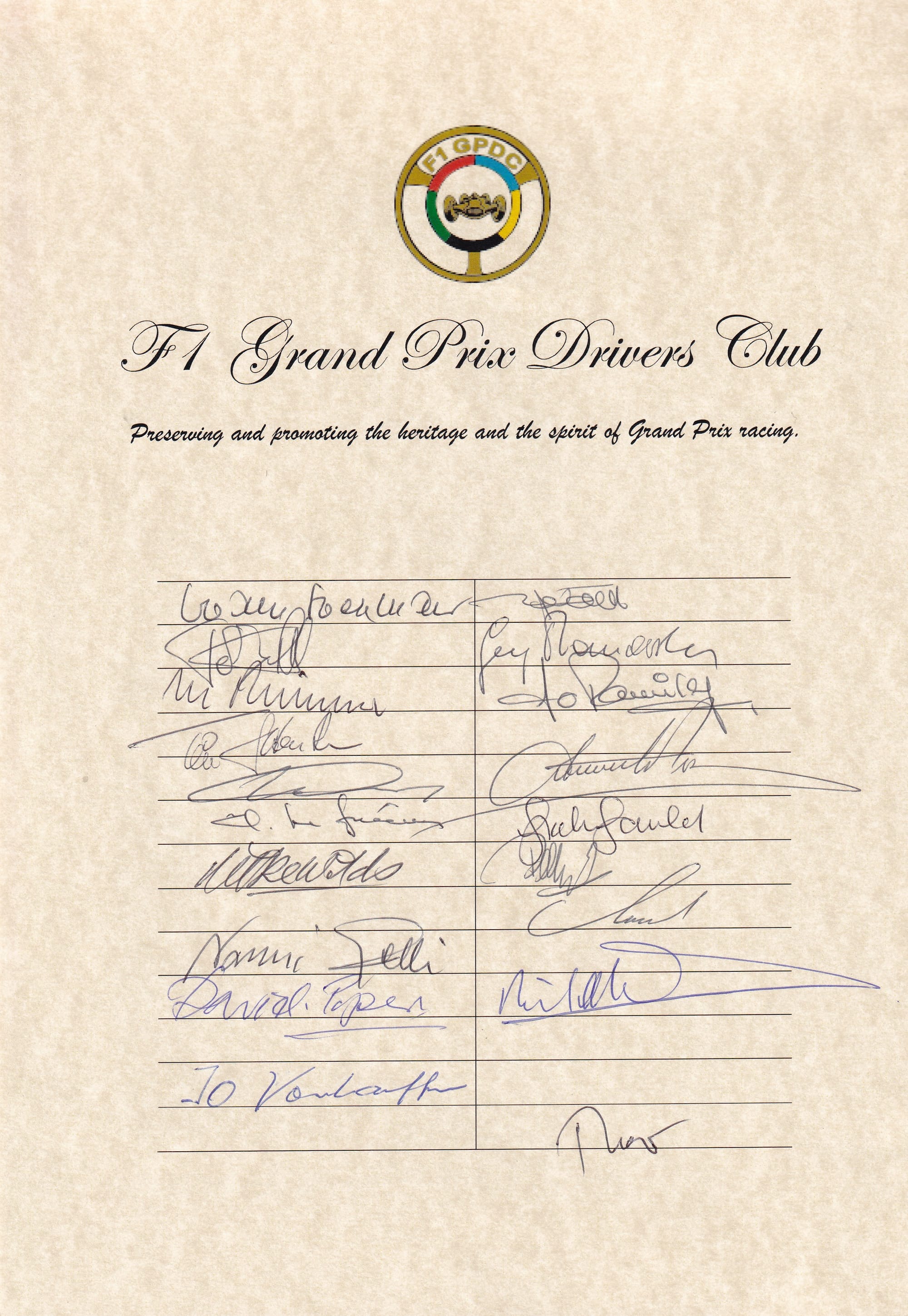 MULTI SIGNED MENUCARD GRAND PRIX DRIVER CLUB RICCIONE CATTOLLICA 2017